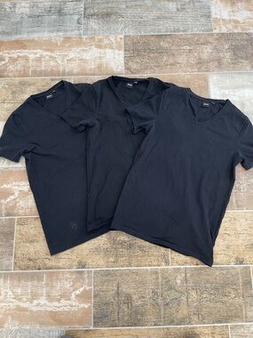 BOSS Black V-Neck T-Shirt Tee Pack Mens Small S